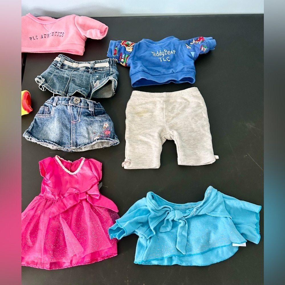 Bear/doll/animal clothes lot of 14 jean skirts/shorts/tops fits most BAB animal - Picture 4 of 8